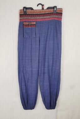 Gypsy Rose blue handmaid embroidered cotton jogger Size S/M Boho Hippie